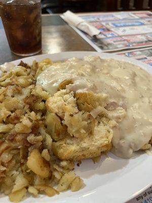 Sausage Gravy on biscuits