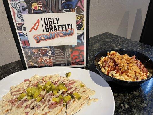 Cubano flatbread and Kaysie's BBQ Pork Mac