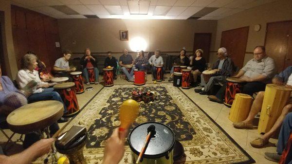 Mr. Alan facilitating at weekly Burbank REMO Community Drum Circle. Every Tuesday evening 7-8 pm.