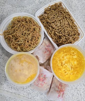 Lo mein and egg drop soup