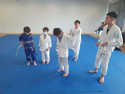 My son finishing up class