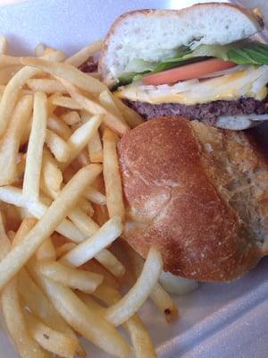 Hamburger and fries