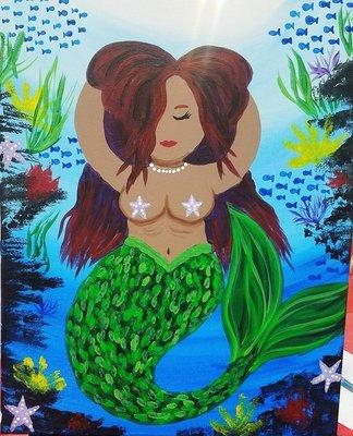 My mermaid I made tonight at Paint Nite at lavender rose