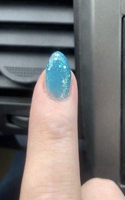 Color changing acrylics, went from aqua blue to tan/gold.