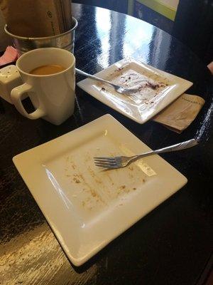 Sorry -- this is all that's left of our cinnamon roll and caramel brownie. It was the perfect treat!!