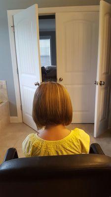 This is the picture we brought of her last haircut and asked her to do again...