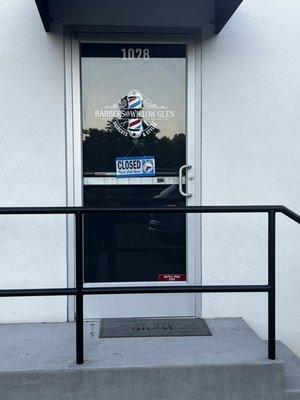 Barbers at willow glen the shop is located in the same building as the donut shop. The entrance is in the back of the building.