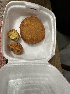 Hush puppies and crab cake