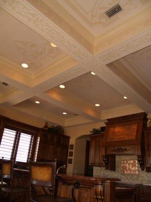 Stenciled ceiling beams