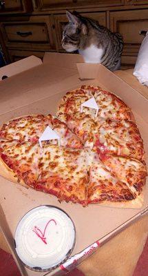 Valentines day special heart shaped pizza