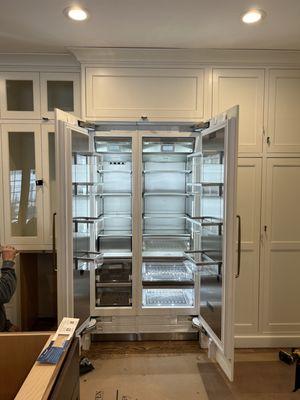 Custom Thermador refrigerator installation in Lawrence Kansas by Appliance Shark Lawrence's best appliance repair and installation services.