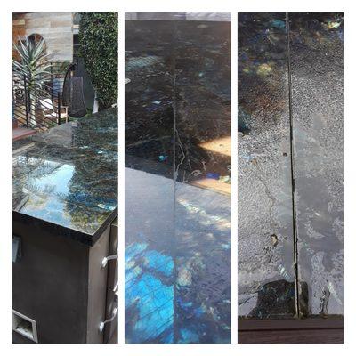 Outdoor beautiful Brazilian granite clean and seal. Filling cracks