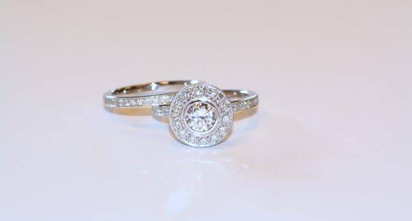 Pave Halo Wedding Set