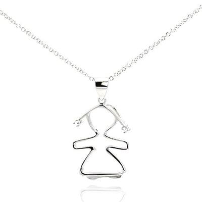 Silver rhodium plated  baby girl pendent