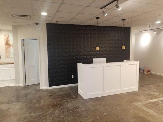 3D wall in salon remodel