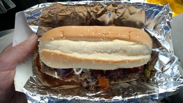 $9.00 Phili cheese steak. Not much meat or cheese; just enough to have some in every bite.