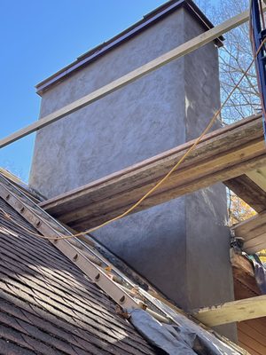 Stucco chimney new cap