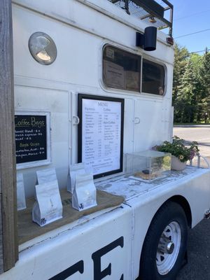 Beans and pastries for sale