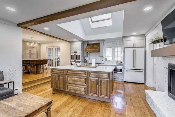 Malvern Kitchen with Chestnut island to accent the Gray Shaker cabinets.