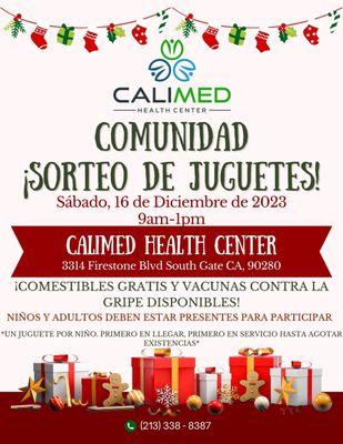 ¡Únase con nosotros el 16 de diciembre de 9am-1pm para nuestra Comunidad de Regalo de Juguetes!