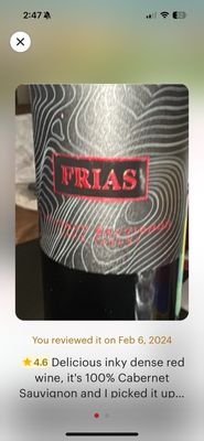 The Frias 2019 Napa Valley Cabernet