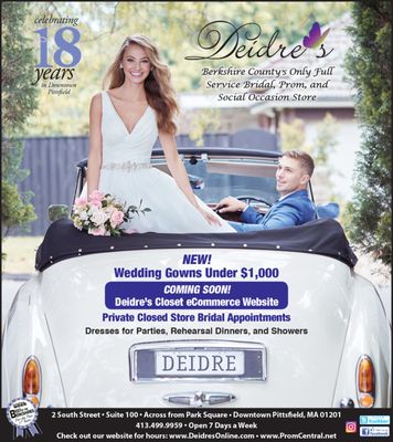 At Deidre's, we offer services for both the bride and groom. Several Special Discount Packages for brides, grooms and the wedding parties!