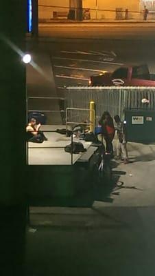 The typical nightly (and daily) scene on the Sherwin-Williams' loading dock: hard drugs and prostitution.