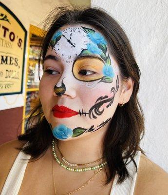 Día de los Muertos face painting @ Fiesta de Reyes, Old Town SD., next to Geppetto's.  10/15 - 11/2/2022