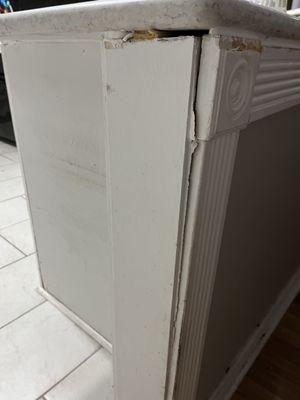 Cracked door frame and unfinished corner