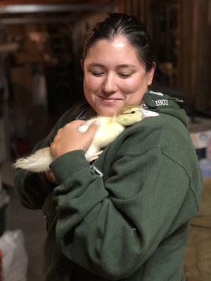 PretZilla (named after the incredibly delicious Screamin' Mimi's ice cream) spending some time with "mom"