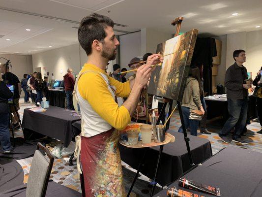 Artist Christopher Clark in action. Beautiful pieces!