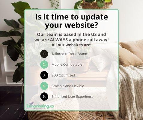 We build beautiful websites that convert your traffic to leads. We are based in the US and we're always just a phone call or text away.