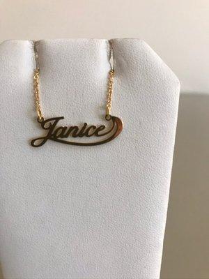 14 Karat Solid Gold Name & Chain.