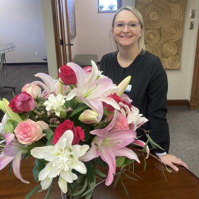 Briget's hubby always gives her the best bouquets on Valentine's Day!