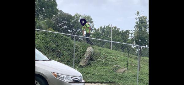 While spraying the land and into the groundhog hole directly for 10 seconds.