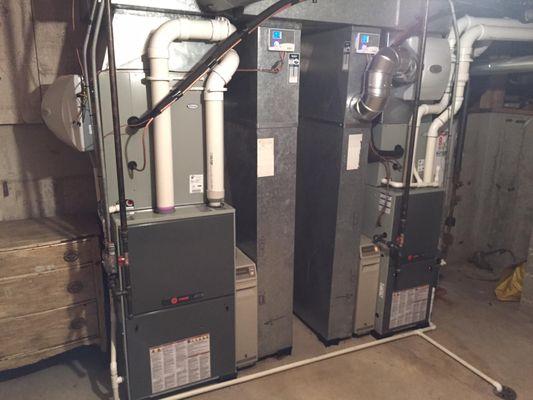 Replacing two furnaces and two air conditioners for our client.