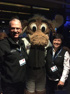 Dave and Kim with the Moose at Safeco Field.