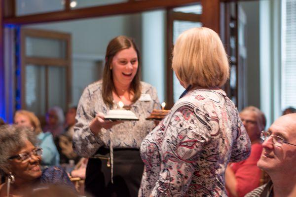 Birthday surprise for one of our clients at a recent Wine and Wisdom financial planning event in Indianapolis!