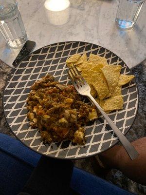 Chicken and Lentils with grated cheese