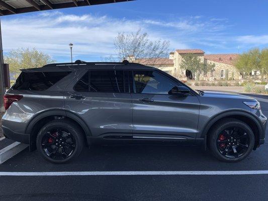 2022 Ford Explorer ST with tint and front clear wrap