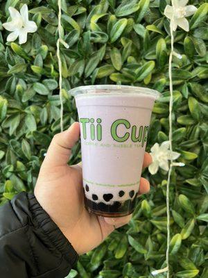 Snow (creamy smoothie) w/ Taro & Coconut as well as Boba