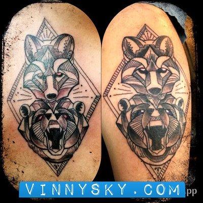 Bear/fox Tattoo by Vinny Sky