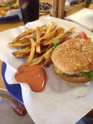 Bacon Cheeseburger and fresh cur fries