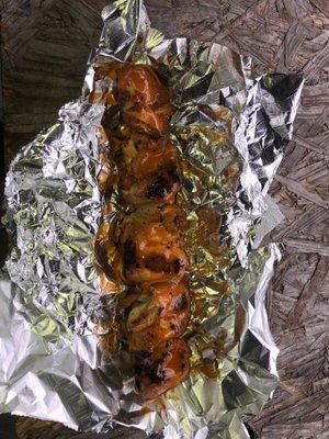 Chicken KA-BOB with grilled onions & buffalo sauce.