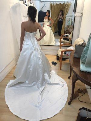 Alterations to the train of my dress. The integrity of the shape and design were preserved :)