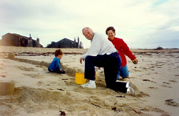 Me (when I was around five years old), my dad, and my aunt down at the beach at Monterey Dunes Colony.