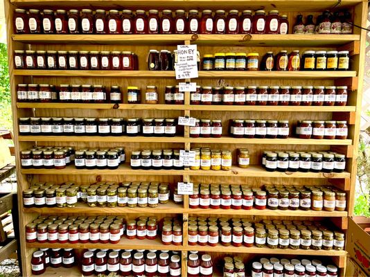 Homemade jams, jellies and pickled items- okra, pickles, chow chow