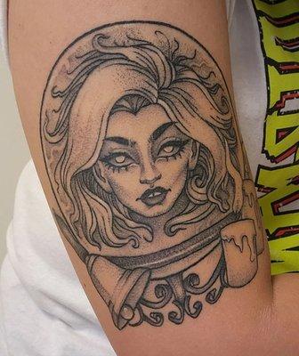 Healed Madame Leota tattoo by Marlee