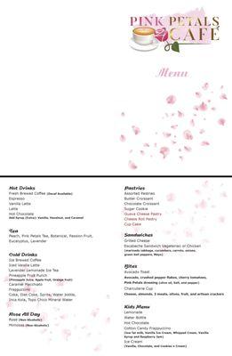 Pink Petals Cafe Catering Menu available for any type of event.