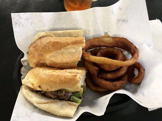 Awesome steak sub and onion rings!